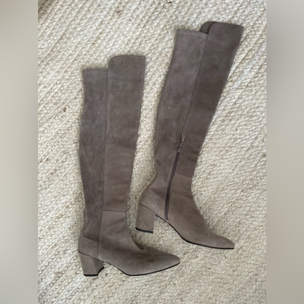 Stuart Weitzman Grey Gillian Suede Knee-high boots